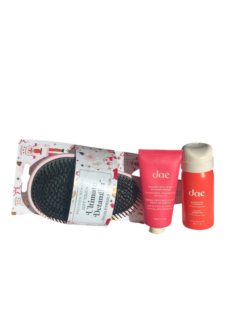 Dae Travel Hair Styling Mini Duo & Pink Detangler Brush Bundle Set - New